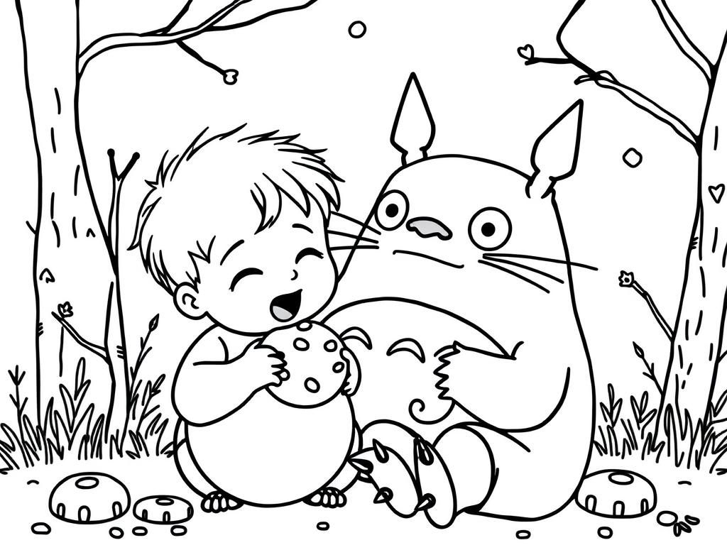 Totoro coloring page: A forest adventure