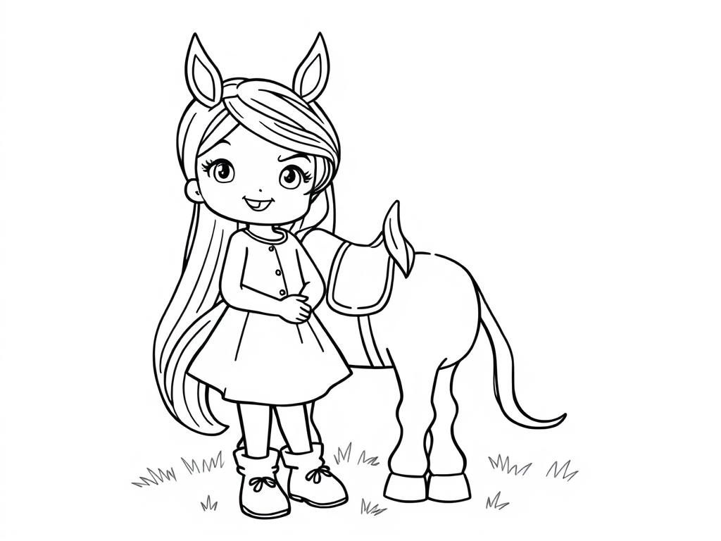 Preview of Little girl and pony