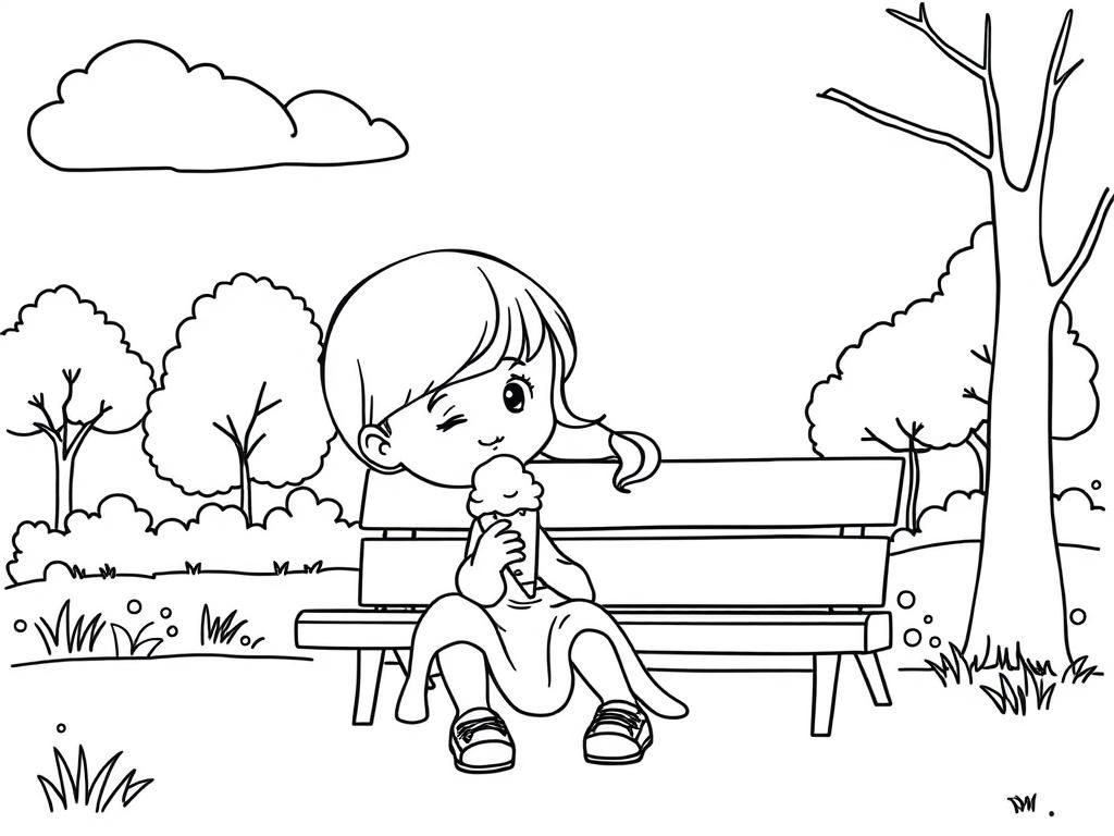 little girl eating ice cream at the park