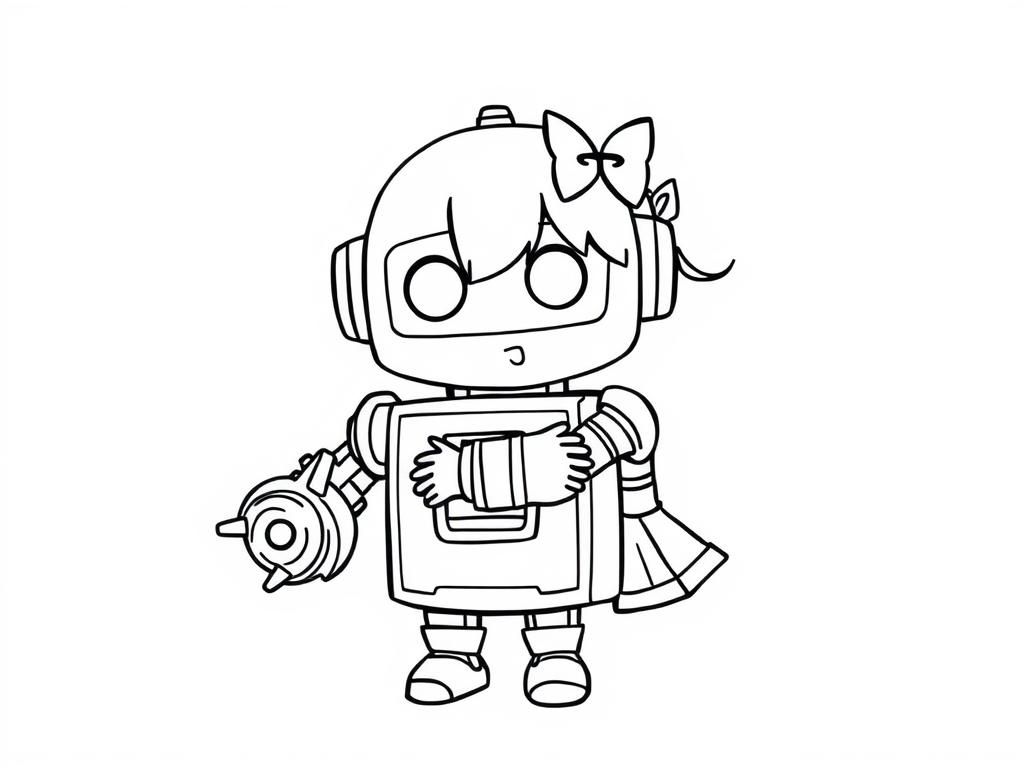 Cute Robot Girl Coloring Page