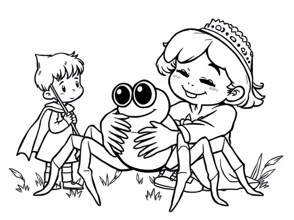 Princess and Frog Coloring Page