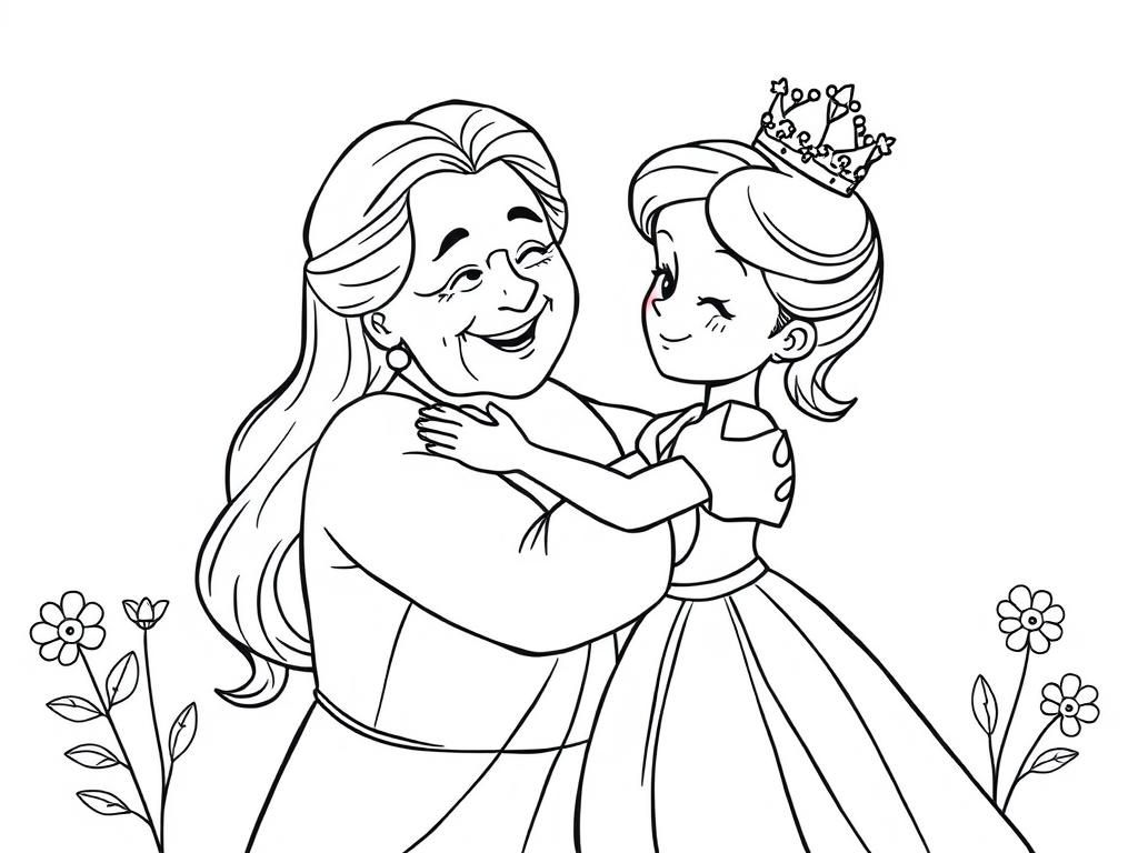 Princess and Mother Coloring Page