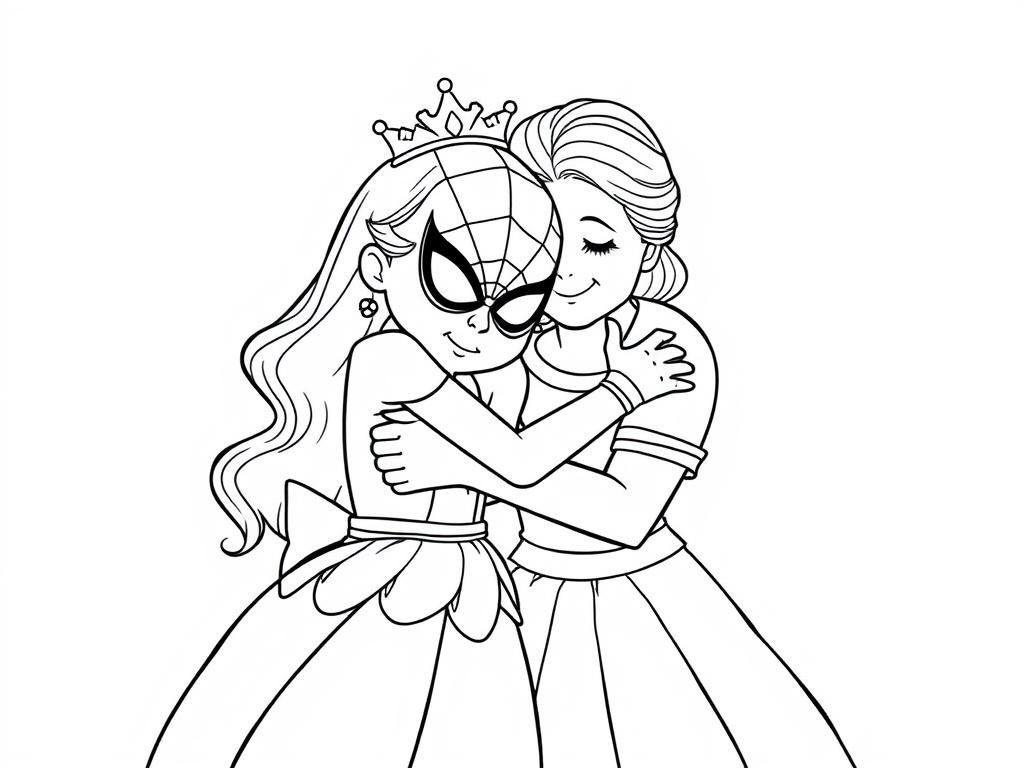 Friendship Hug Coloring Page