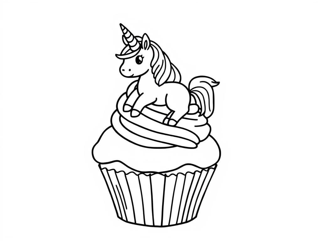 Eenhoorn Cupcake Kleurplaat
