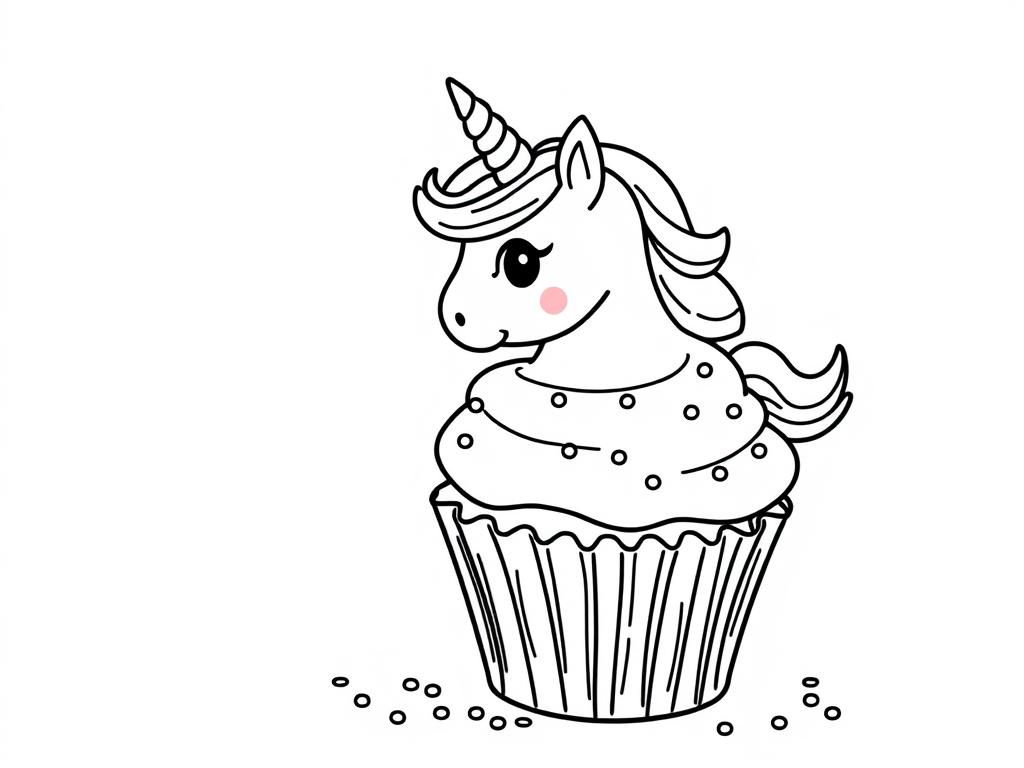 Eenhoorn Cupcake Kleurplaat