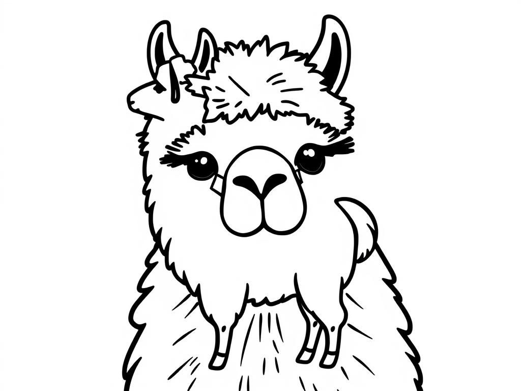 Llama Face Coloring Page