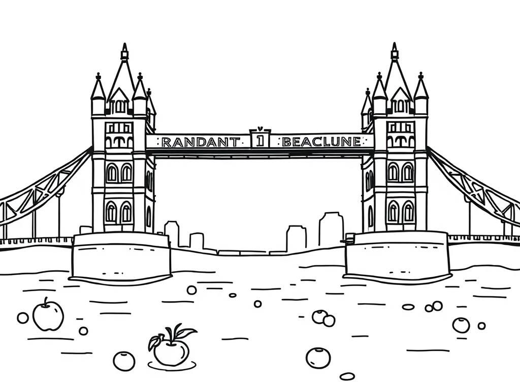 LONDON BRIDGE UNDERWATER WITH FRUIT - Free Printable Coloring Page