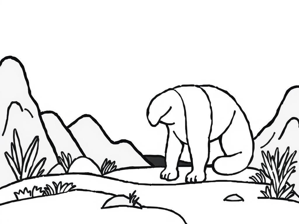 Bear in Mountains Coloring Page
