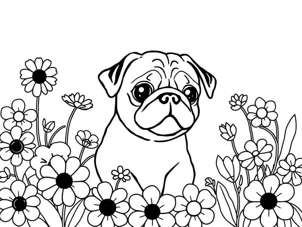 Pug Dog Coloring Page