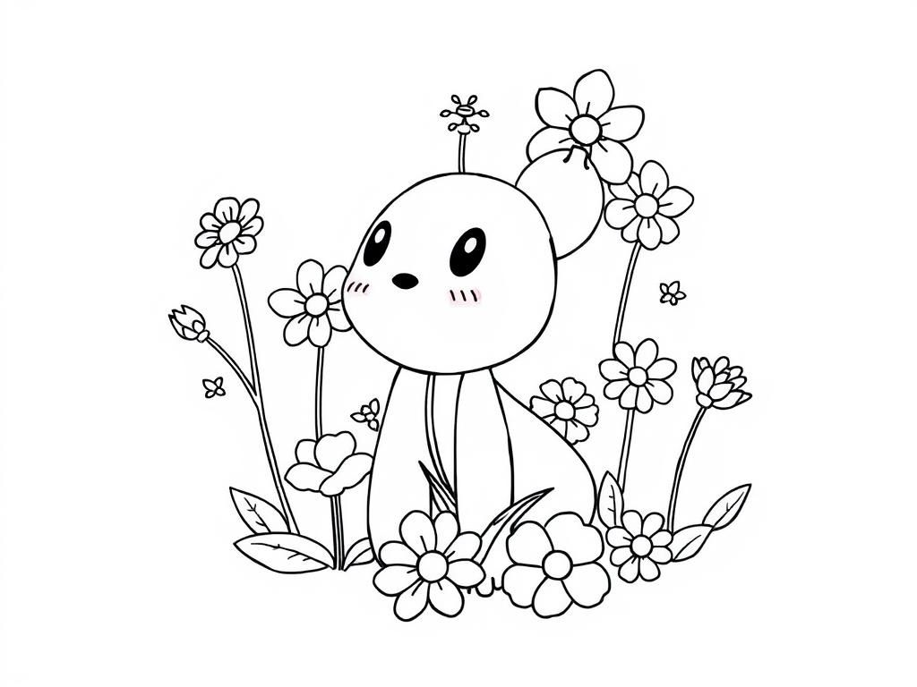 Coloring Page of a Cute Cartoon Bunny