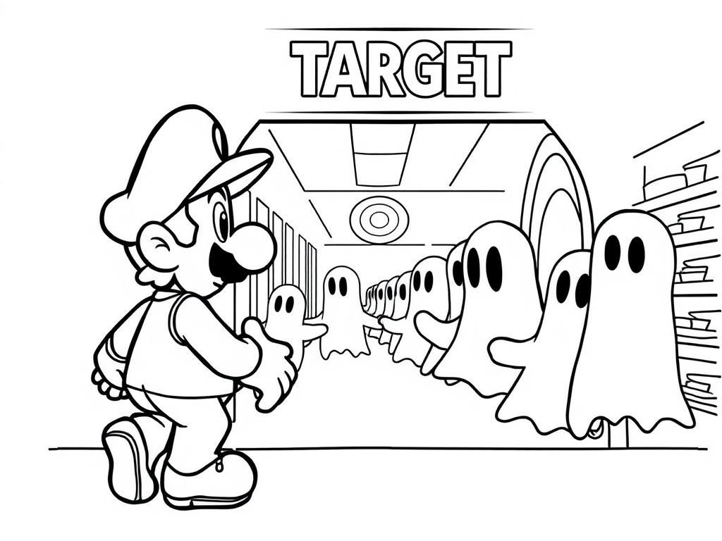 Halloween Mario Ghost Shooting Kleurplaat