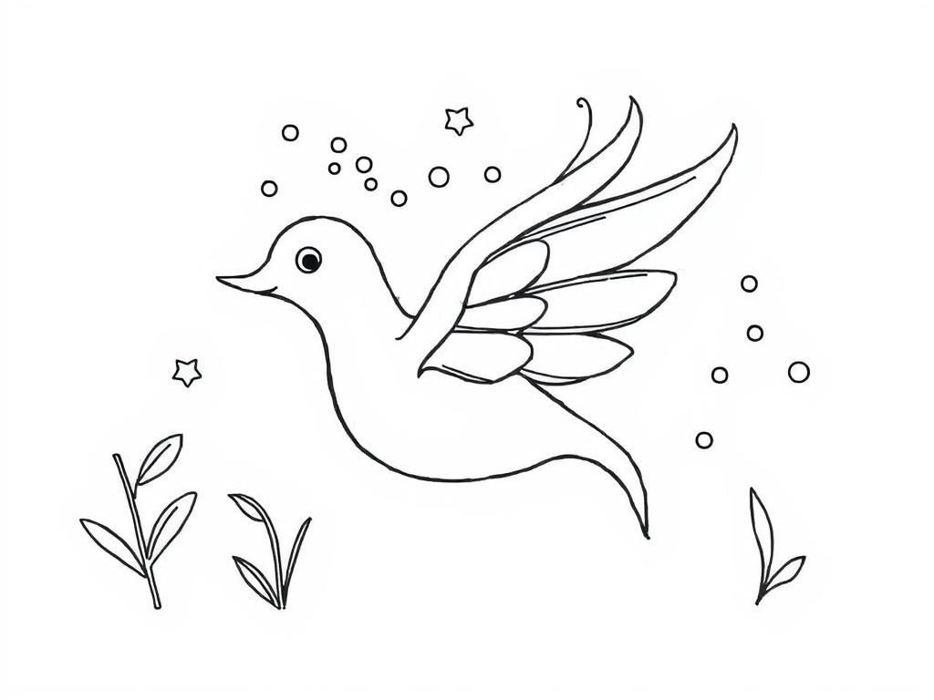 Whimsical Bird Coloring Page