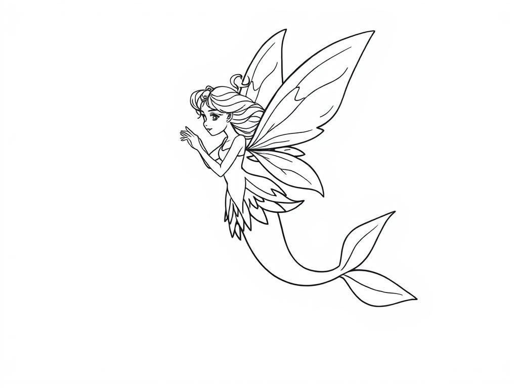 Fantasy Mermaid Coloring Page