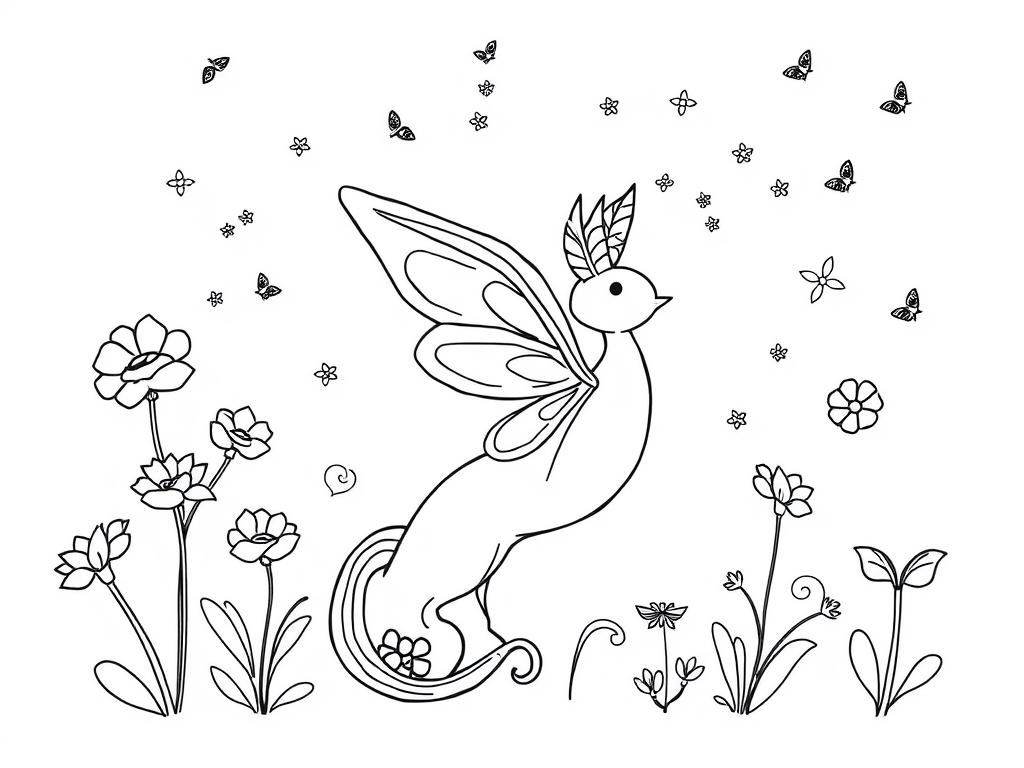 Fairy Cat Coloring Page: Whimsical Fantasy for Kids and Adults