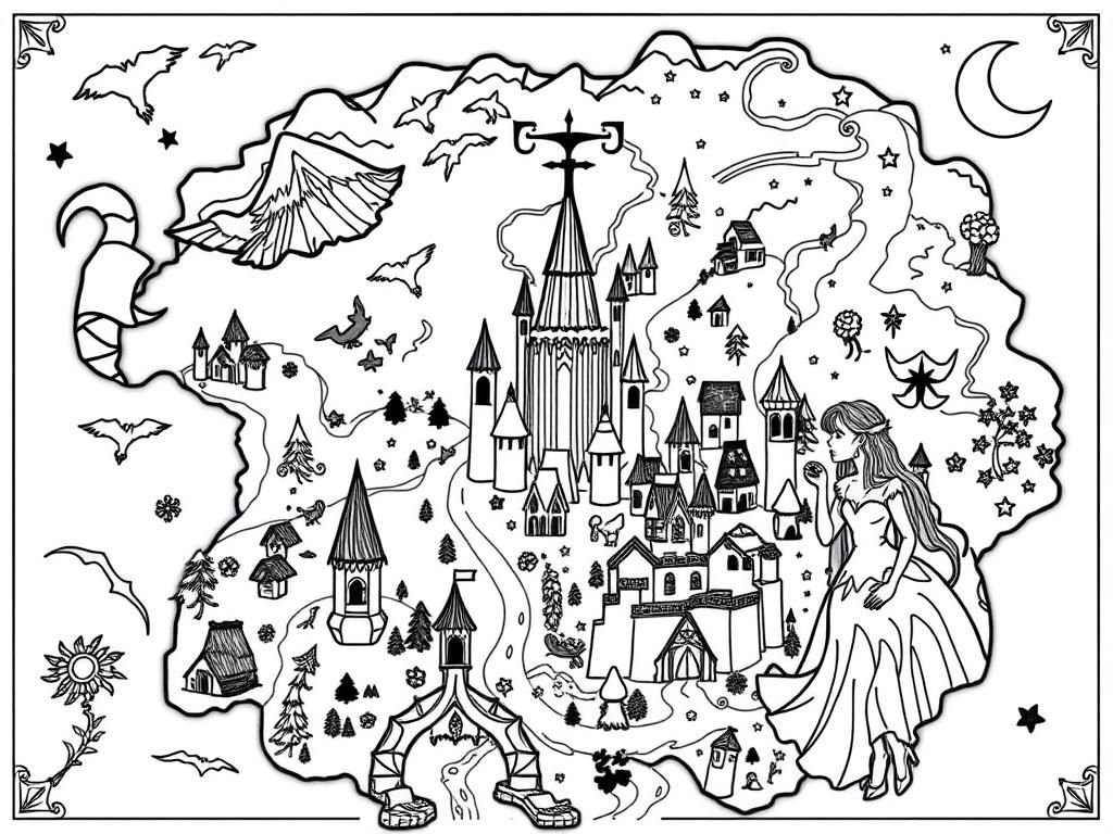 Fantasy Castle Coloring Page