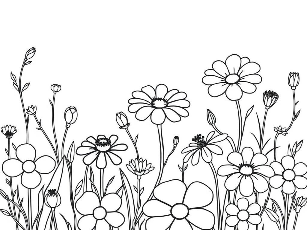 Coloring Page of Wildflowers