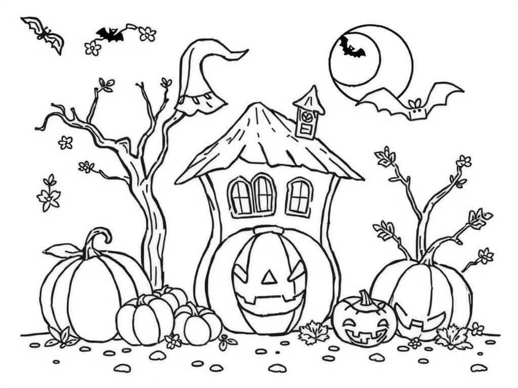 Halloween House Coloring Page