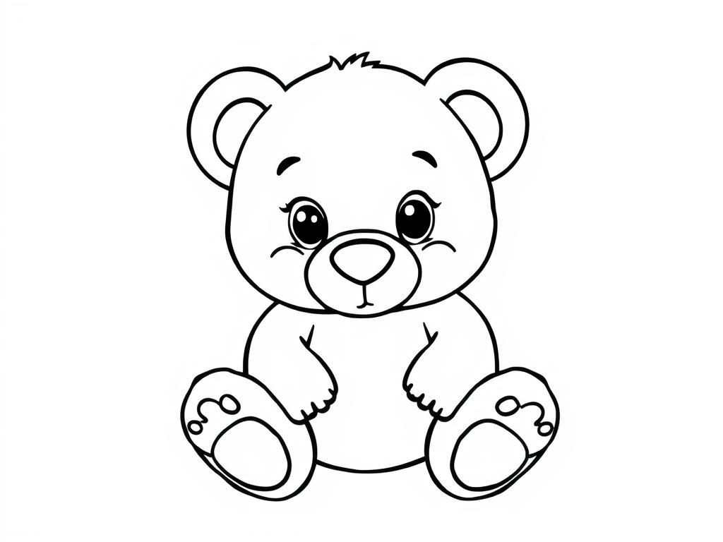 Coloring Page of a Happy Teddy Bear