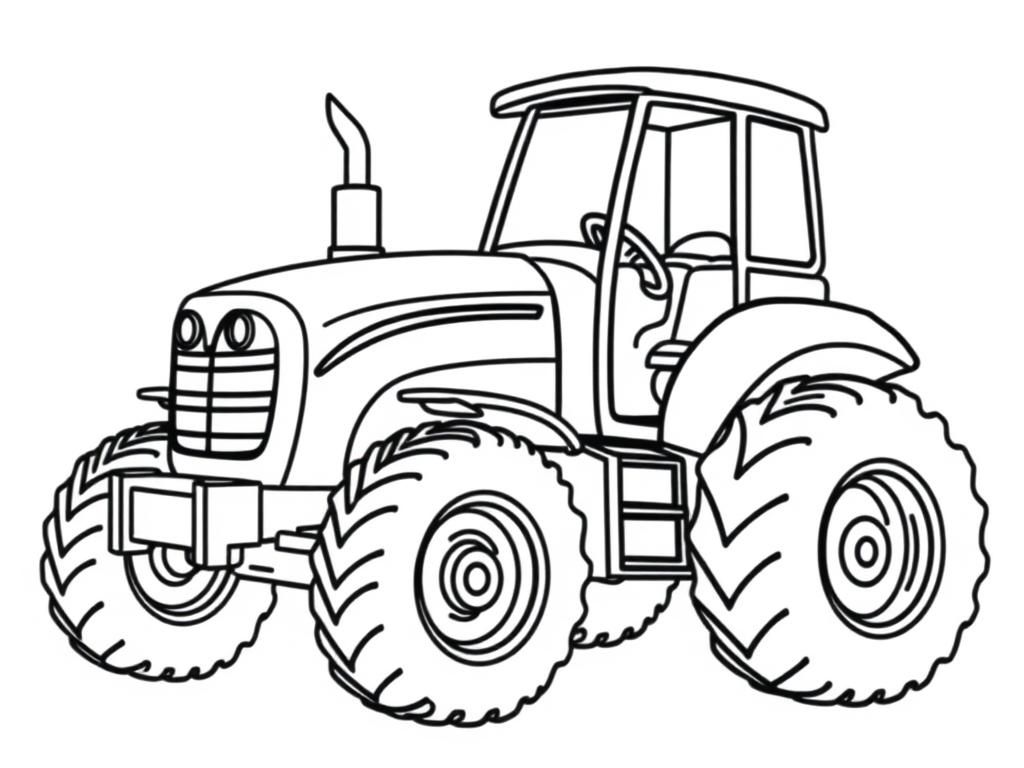 Preview of Make a fun tractor coloring page for kids. There should be a cab on the tractor too