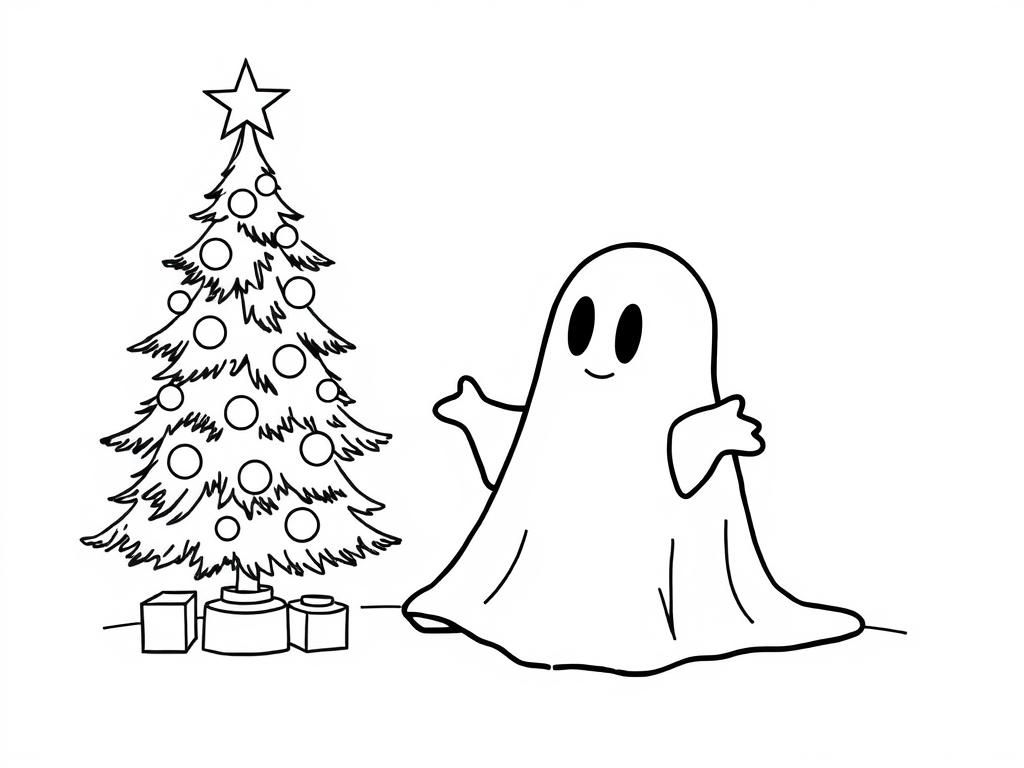 Spooky Holiday Ghost Coloring Page