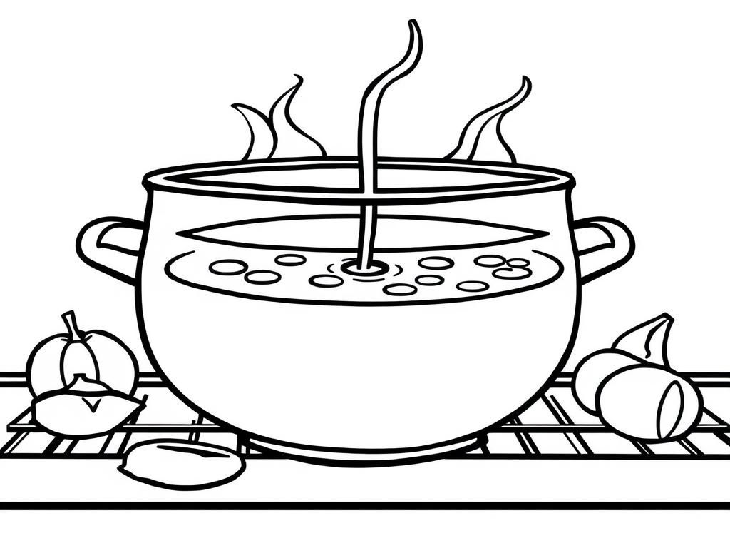 make a large vat of soup with a faucet coming out and puting the soup on a conveyor belt  it on a