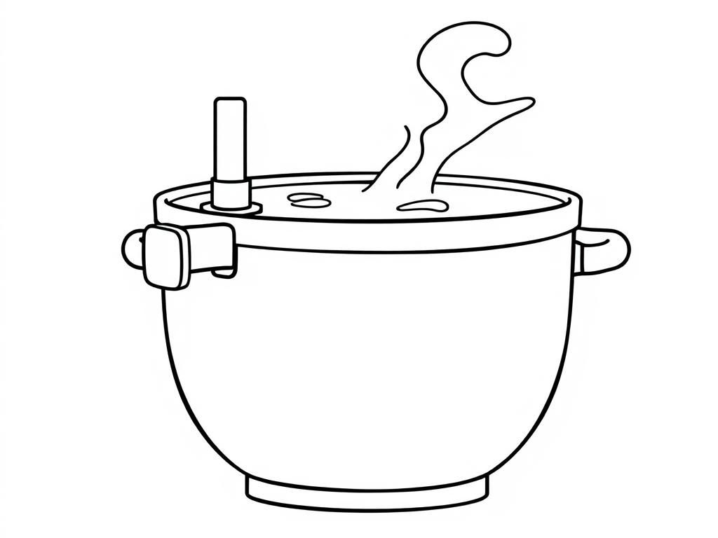 make a large vat of soup with a large square faucet coming out of the side of vat