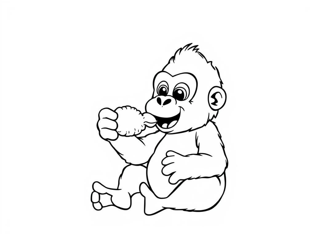 Monkey Eating Banana Coloring Page