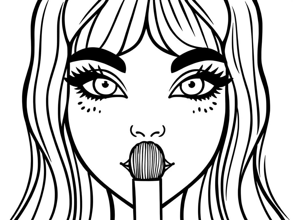 Girl Finger on Lips Portrait Coloring Page