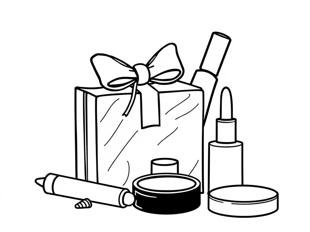 MAKEUP CHRISTMAS GIFT - Free Printable Coloring Page