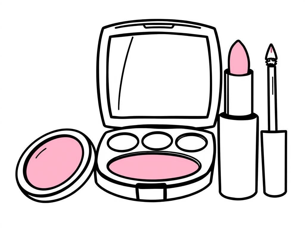 Preview of makeup set with eyeshadow, blush, and lipstick