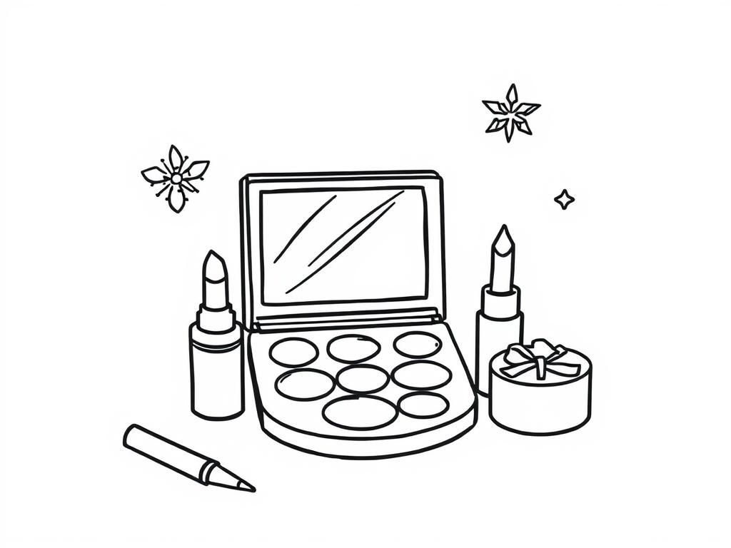 makeup things and christmas decoratins - Free Printable Coloring Page