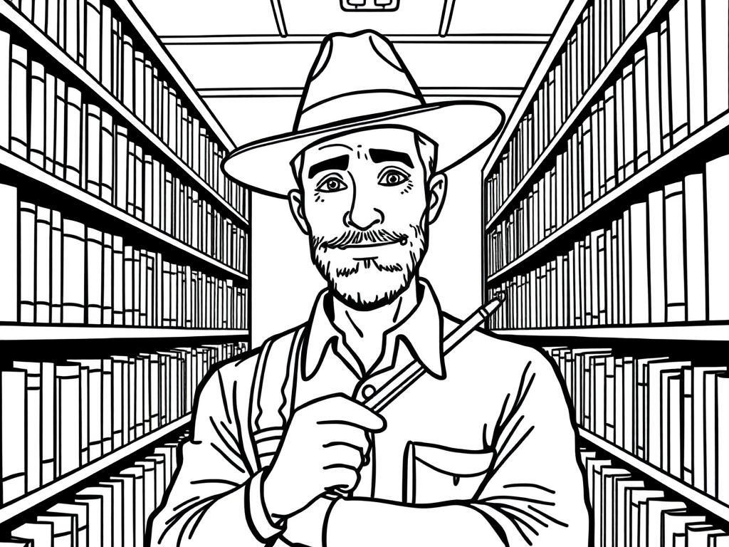 Librarian Man Coloring Page
