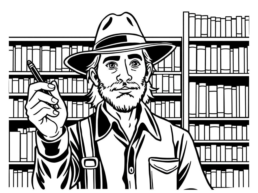 Man with Pencil Coloring Page