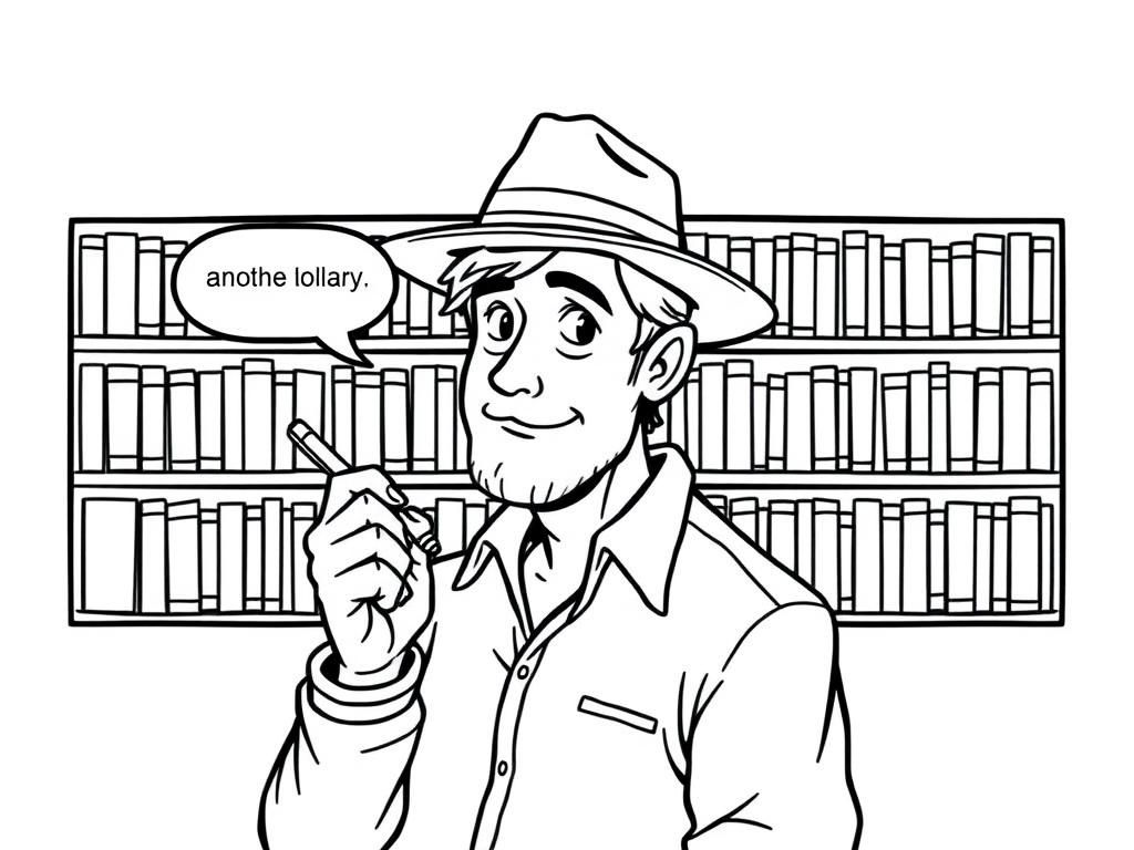 Man with Bookshelf Adult Coloring Page