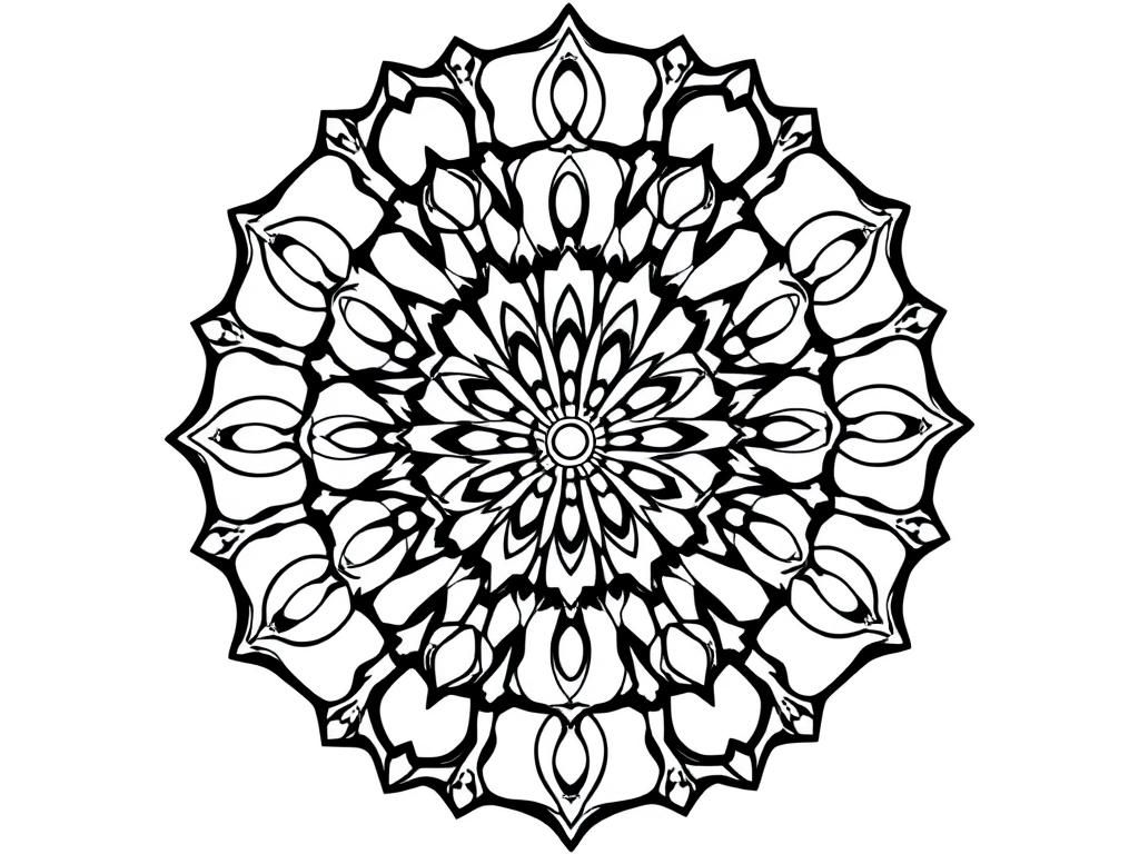 Mandala Coloring Page: Floral Design for Adults