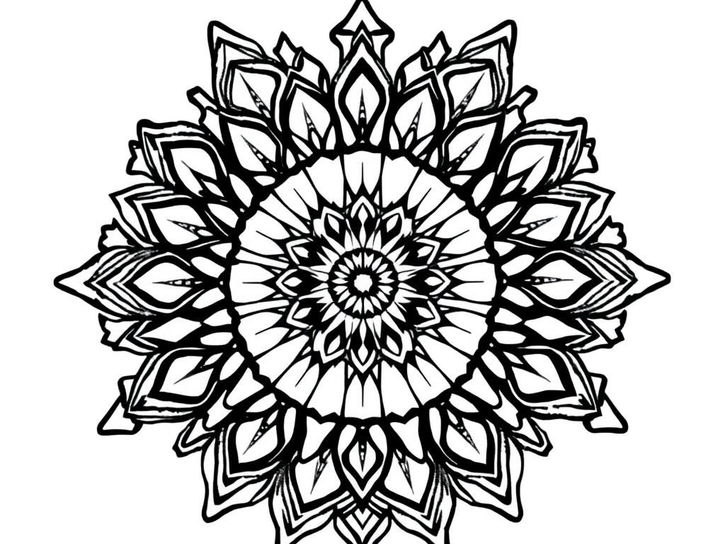 Intricate Black and White Mandala Coloring Page