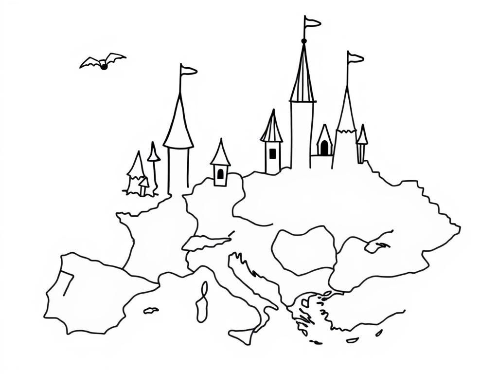 Medieval Castle Map Coloring Page