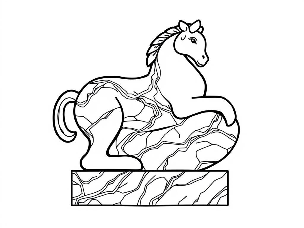 Horse Statue Coloring Page