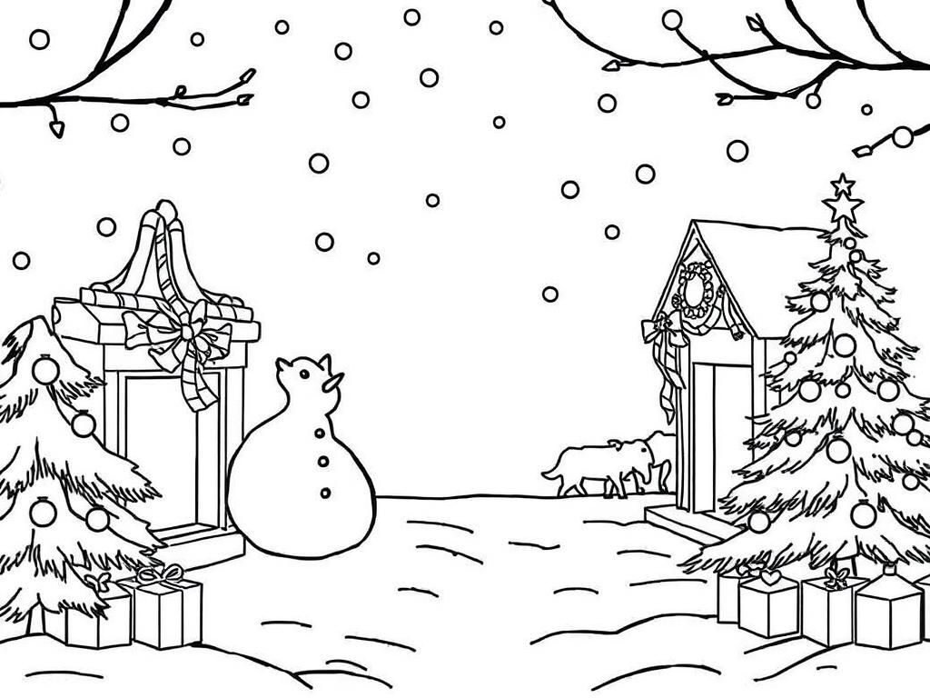 Christmas Winter Wonderland Coloring Page
