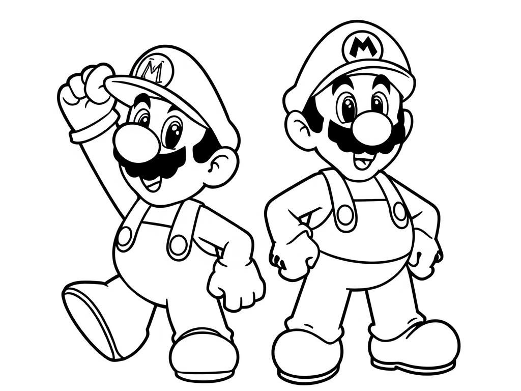 Coloring Page of Mario and Luigi