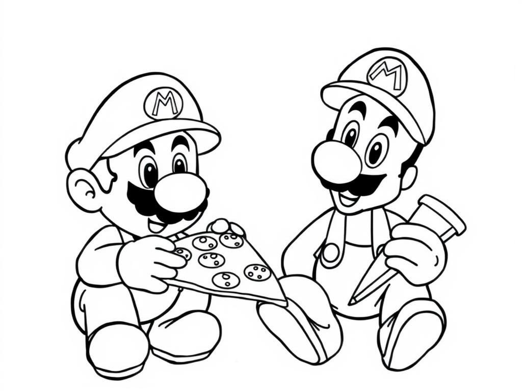 Mario's Pizza Party Coloring Page