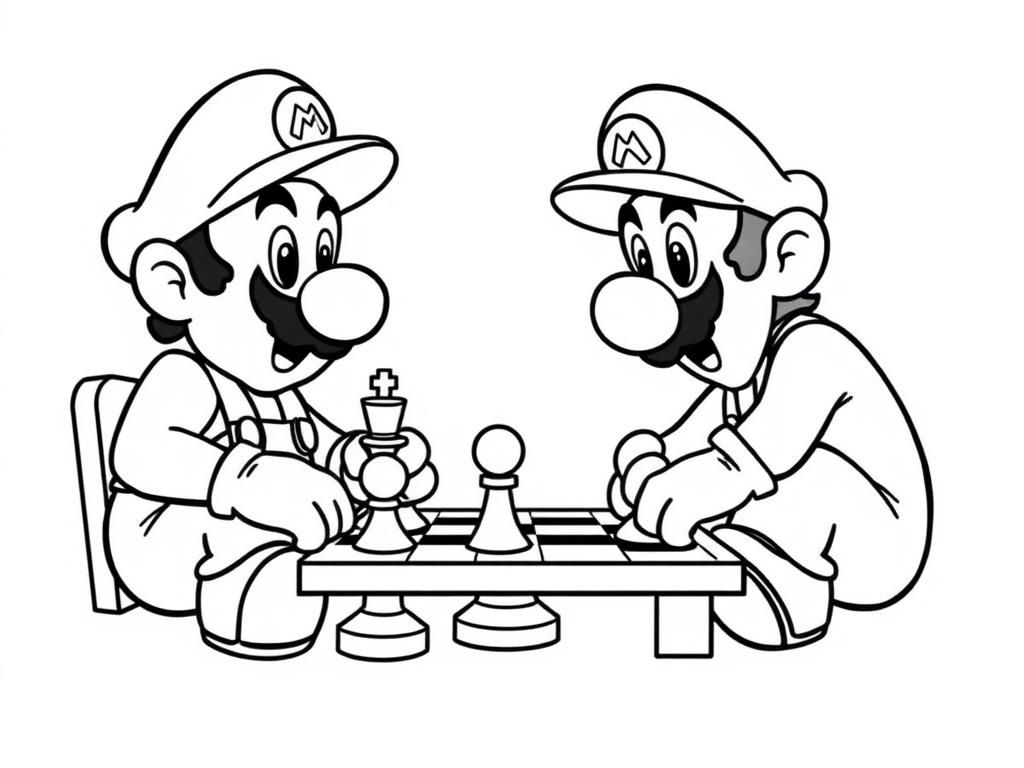 Preview of Mario and Luigi playing chess