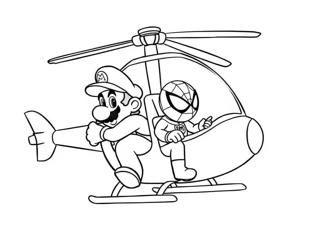 Preview of mario and spiderman in a helicopter