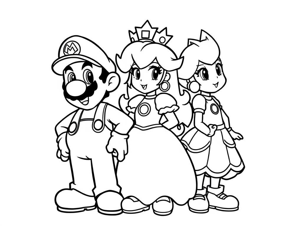 Preview of mario luigi peach and daisy standing together