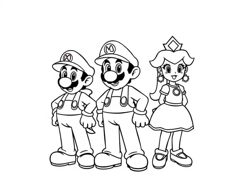 Preview of mario luigi peach and daisz standing together