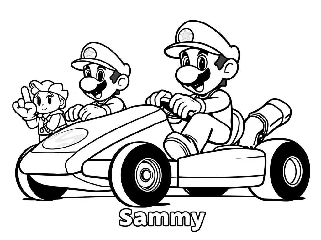 Mario Kart Racing Coloring Page
