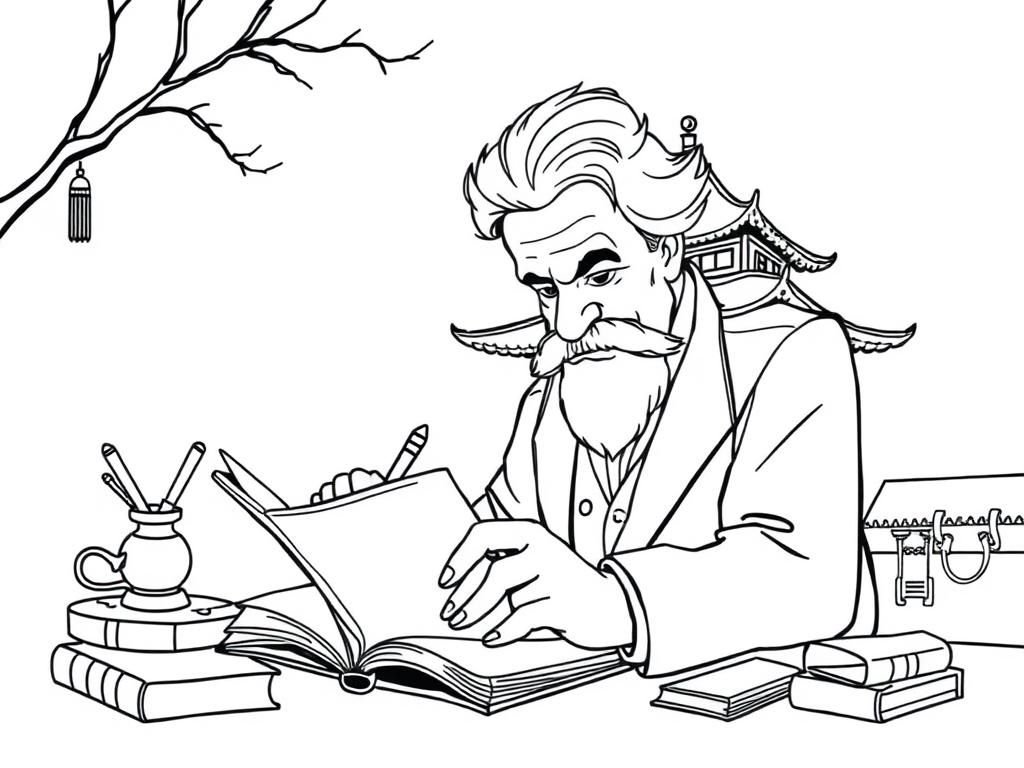Mark twain writing a book in Beijing