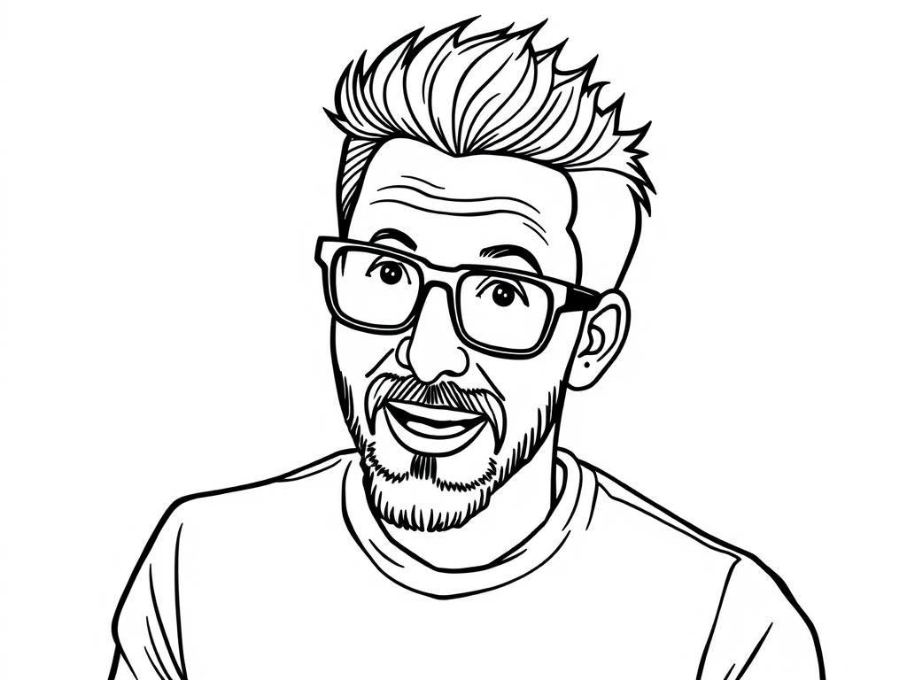 Smiling Man with Glasses Coloring Page