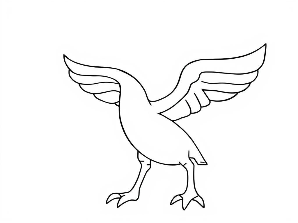 Bird Coloring Page with Outstretched Wings