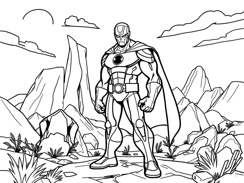 Desert Superhero Coloring Page